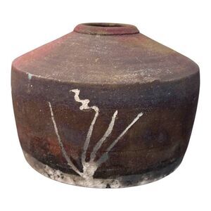 Vintage N. Bauer Handmade Pottery Oriental Asian Vase Abstract Design Unique Art